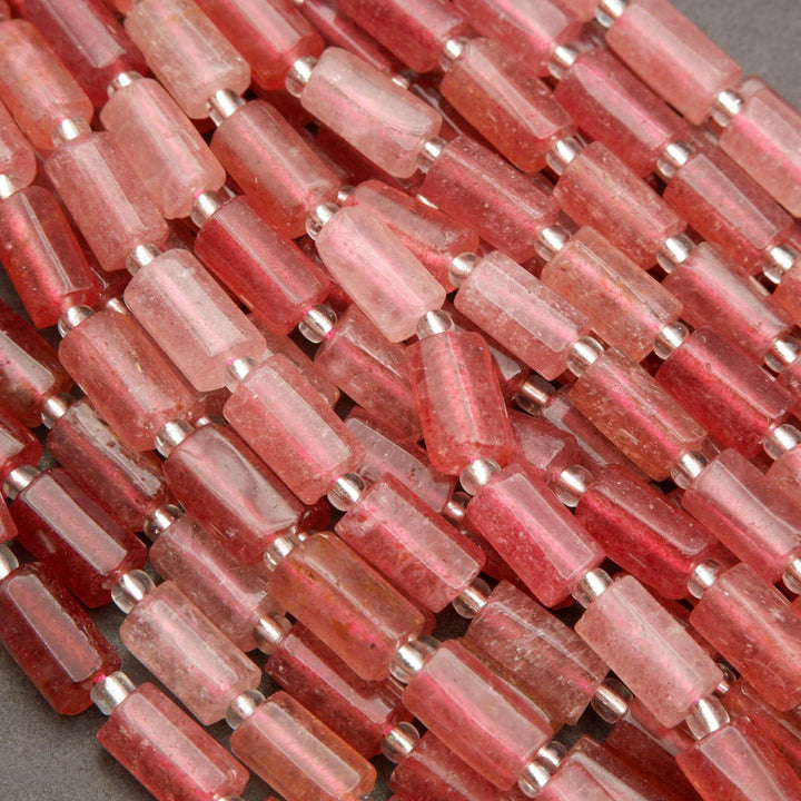 Strawberry Quartz · Smooth · Freeform Tube · 7.5mm, Tejas Beads, Beads