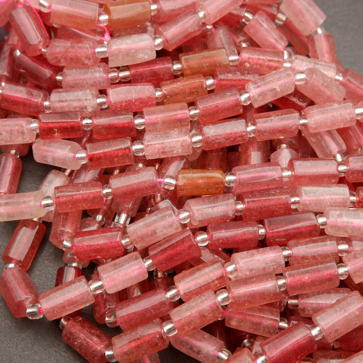 Strawberry Quartz · Smooth · Freeform Tube · 7.5mm, Tejas Beads, Beads