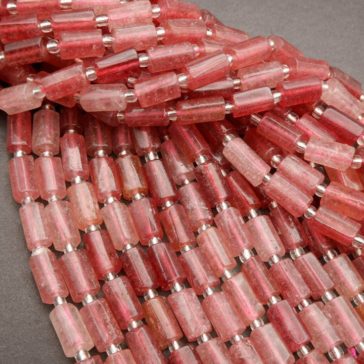 Strawberry Quartz · Smooth · Freeform Tube · 7.5mm, Tejas Beads, Beads