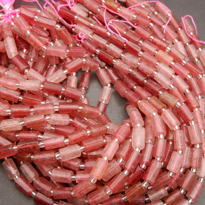 Strawberry Quartz · Smooth · Freeform Tube · 7.5mm, Tejas Beads, Beads