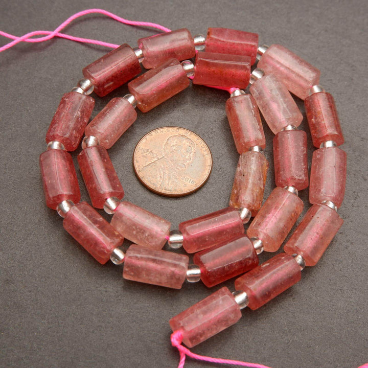 Strawberry Quartz · Smooth · Freeform Tube · 7.5mm, Tejas Beads, Beads