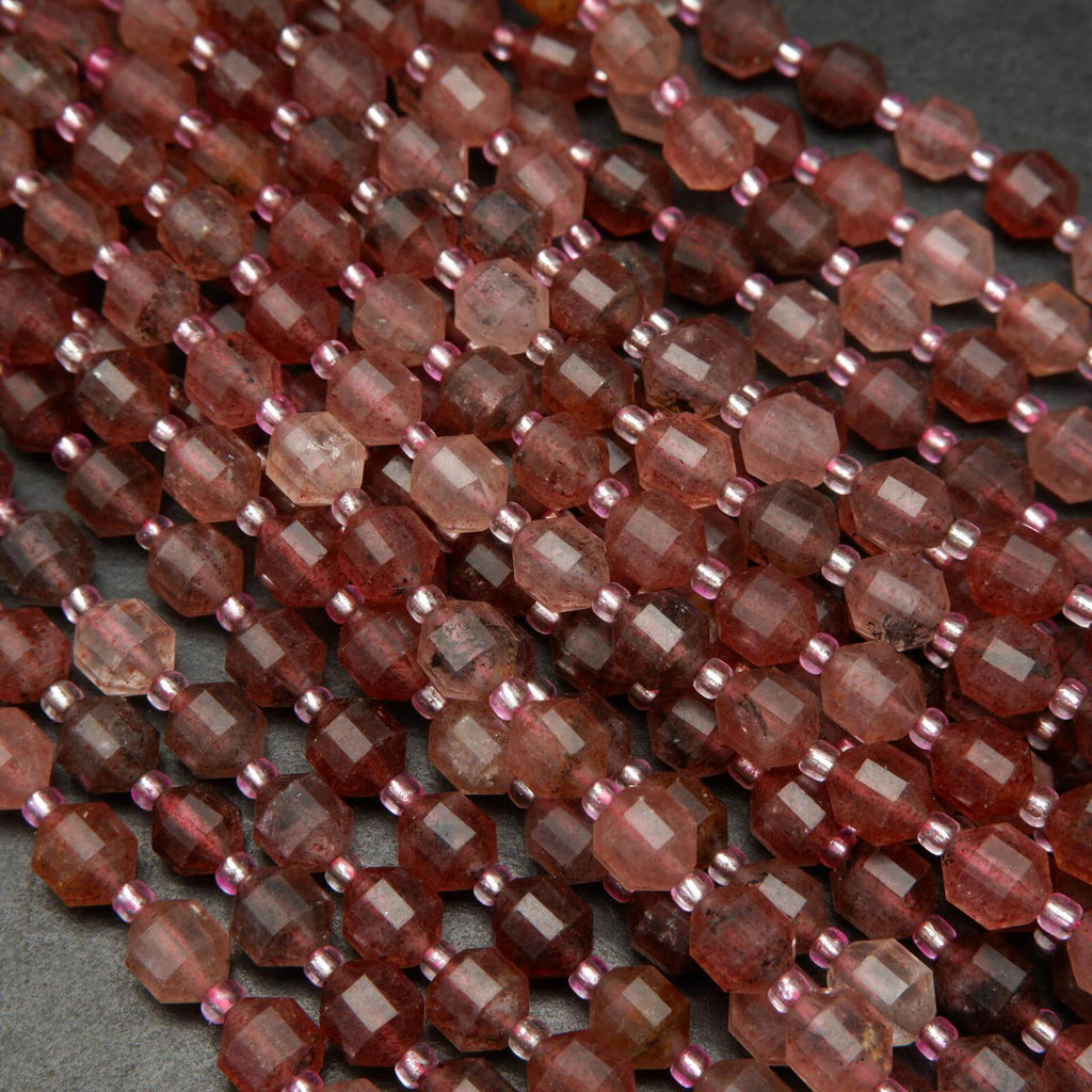 Strawberry quartz beads.