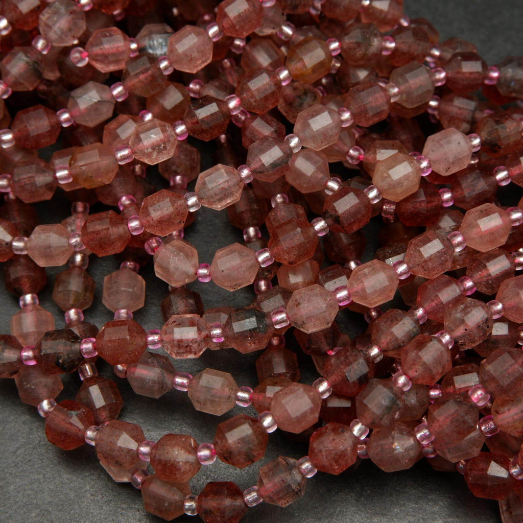 Strawberry quartz beads.