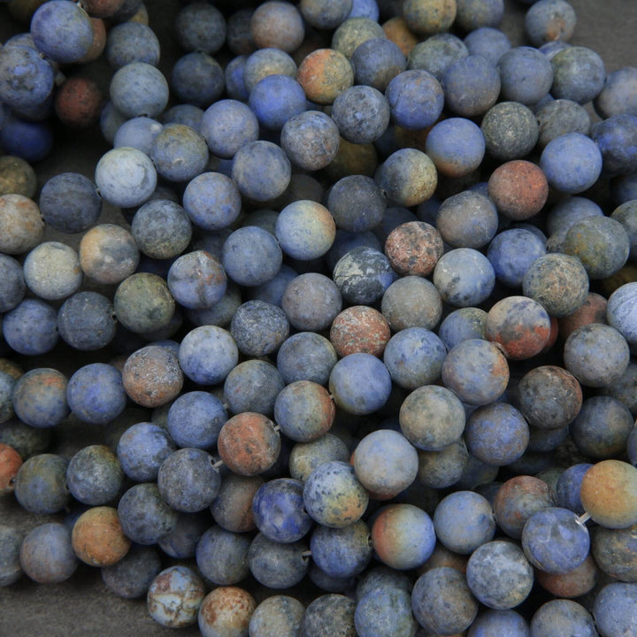 Matte finish blue sunset dumortierite beads.
