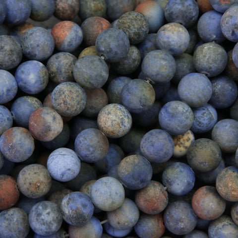 Matte finish blue sunset dumortierite beads.