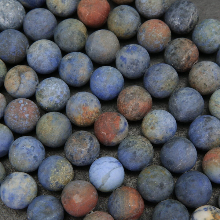 Matte finish blue sunset dumortierite beads.