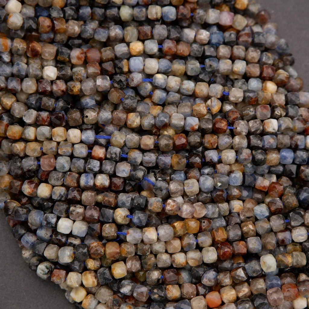 Sunset blue kyanite faceted cube shape beads