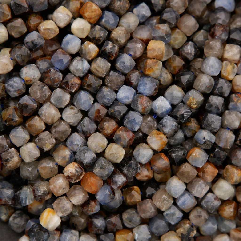 Sunset blue kyanite faceted cube shape beads