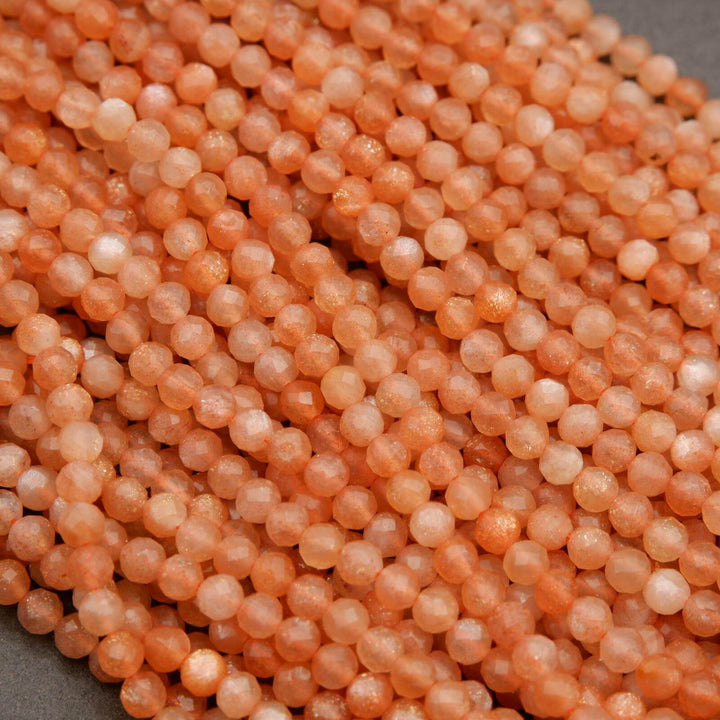 Sunstone · Microfaceted · Round · 2mm, 3mm, 4mm, Tejas Beads, Beads