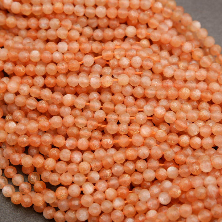 Sunstone · Microfaceted · Round · 2mm, 3mm, 4mm, Tejas Beads, Beads