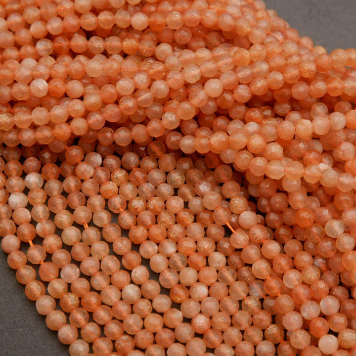 Sunstone · Microfaceted · Round · 2mm, 3mm, 4mm, Tejas Beads, Beads