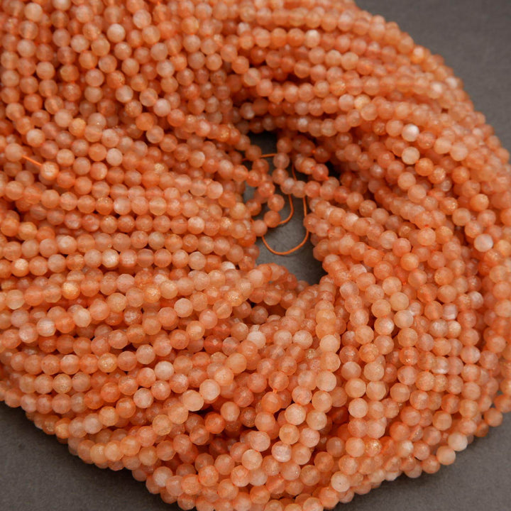 Sunstone · Microfaceted · Round · 2mm, 3mm, 4mm, Tejas Beads, Beads