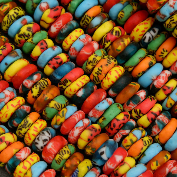 Colorful assortment of patterned beads