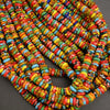 Colorful beaded necklace on a dark background