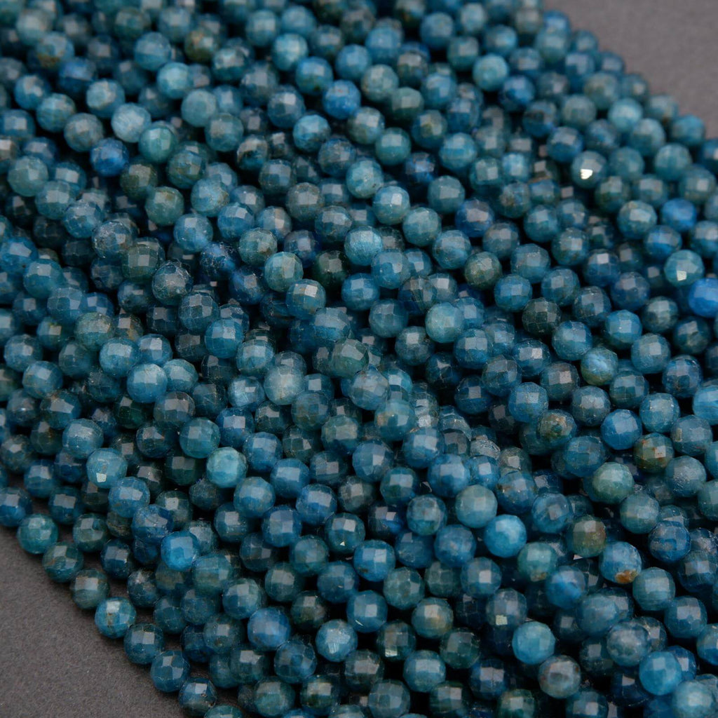 Close-up of blue beads on a gray background