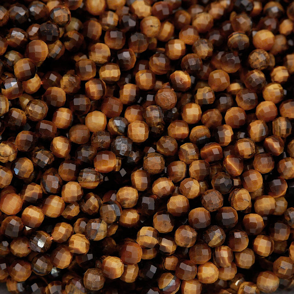 Close-up of brown beads with a faceted texture