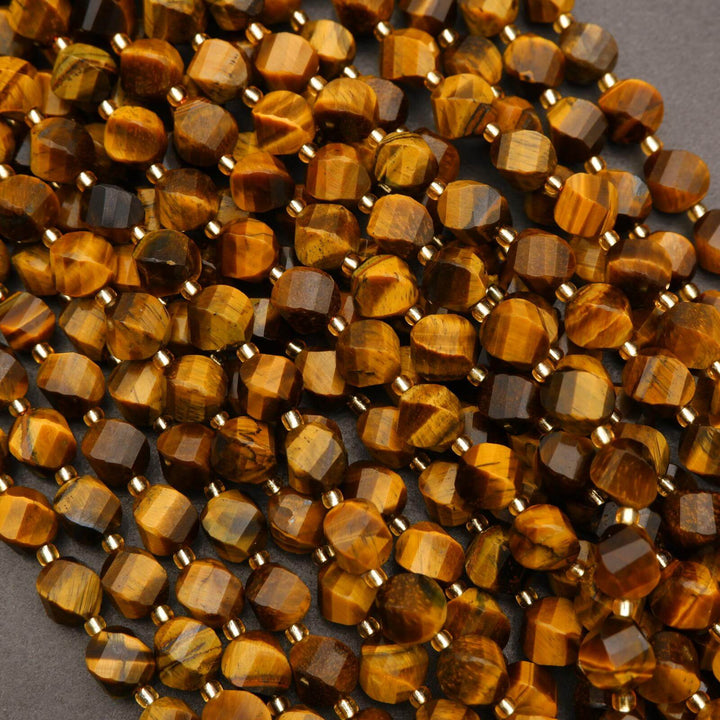 Tiger Eye · Faceted · Spiral Sphere · 10mm, Tejas Beads, Beads