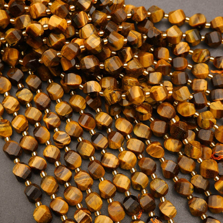 Tiger Eye · Faceted · Spiral Sphere · 10mm, Tejas Beads, Beads