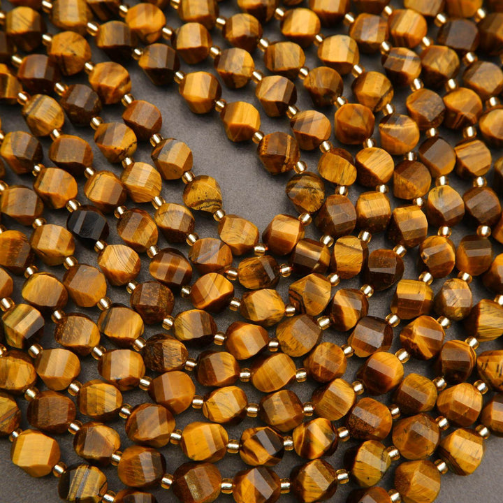Tiger Eye · Faceted · Spiral Sphere · 10mm, Tejas Beads, Beads