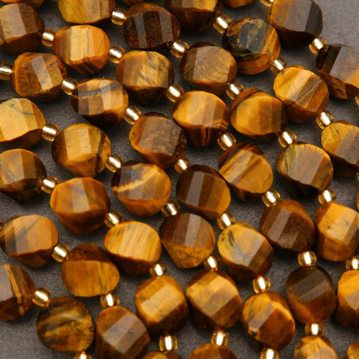 Tiger Eye · Faceted · Spiral Sphere · 10mm, Tejas Beads, Beads