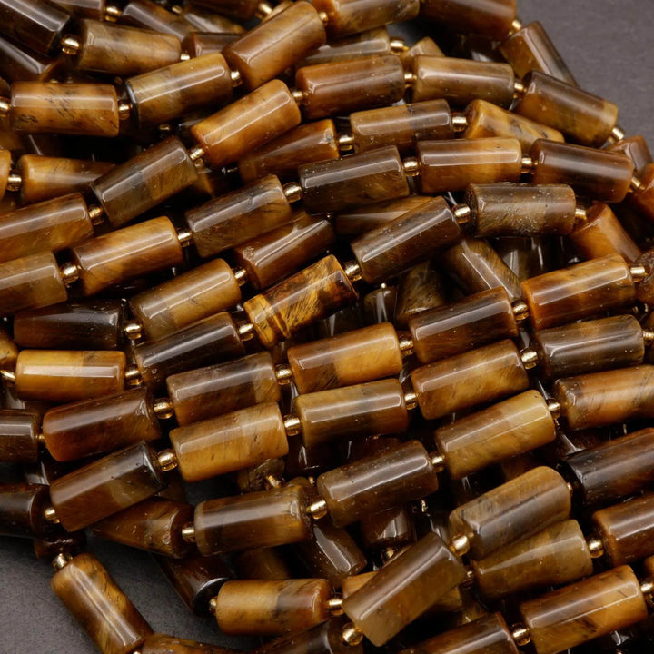 Tiger Eye · Smooth · Cylinder Tube · 6mm, 8mm, Tejas Beads, Beads