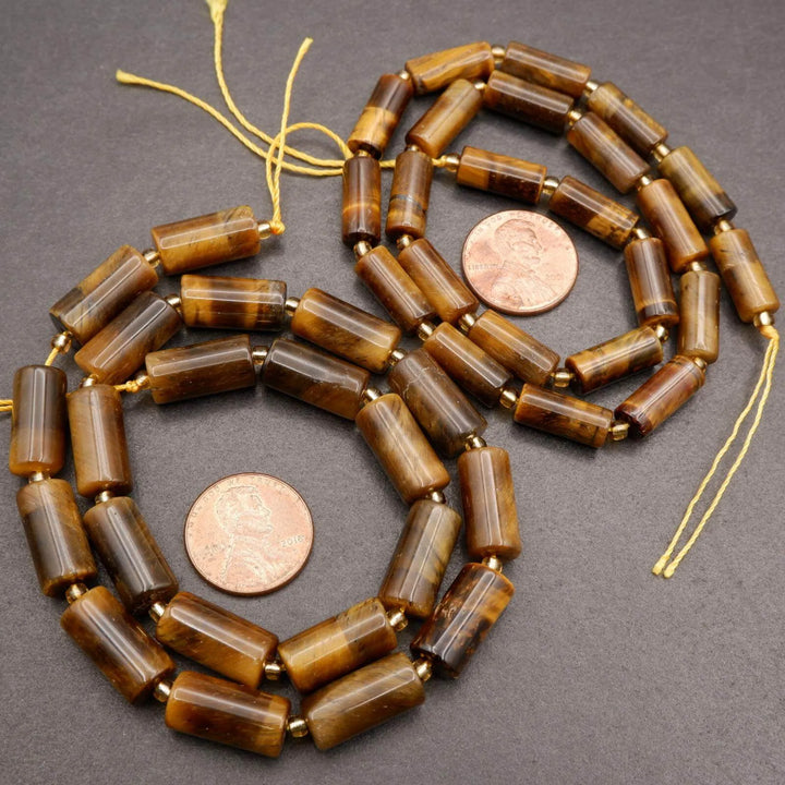 Tiger Eye · Smooth · Cylinder Tube · 6mm, 8mm, Tejas Beads, Beads