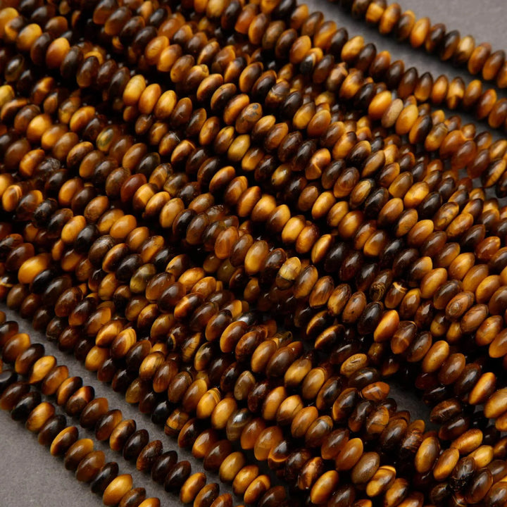 Tiger Eye · Smooth · Rondelle Saucer · 3x6mm, Tejas Beads, Beads