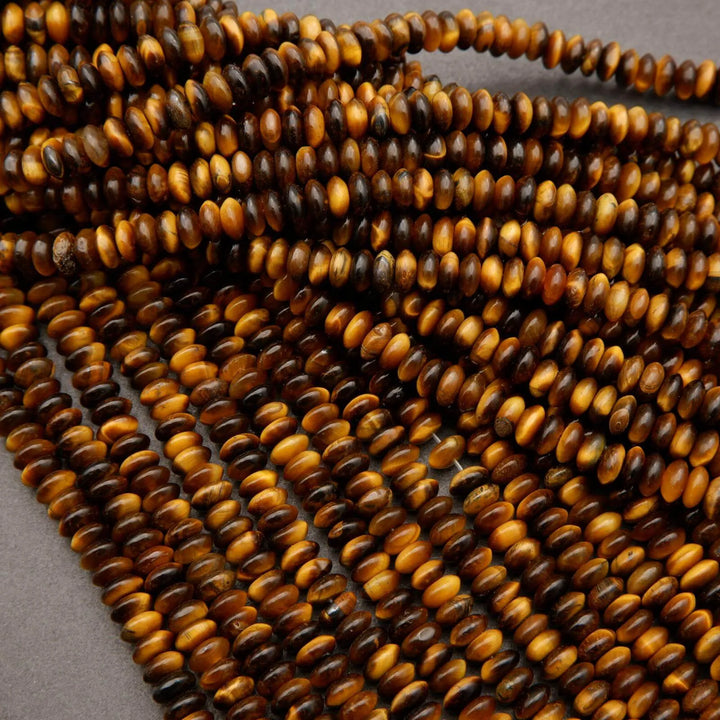 Tiger Eye · Smooth · Rondelle Saucer · 3x6mm, Tejas Beads, Beads