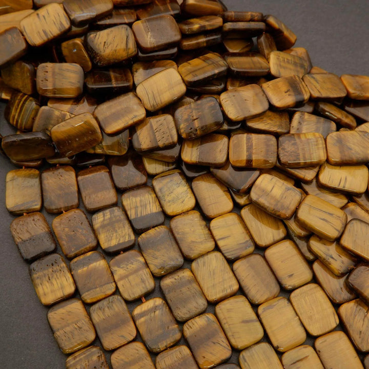 Tiger Eye · Smooth · Rectangle · 12mm, 13mm, 15mm, Tejas Beads, Beads