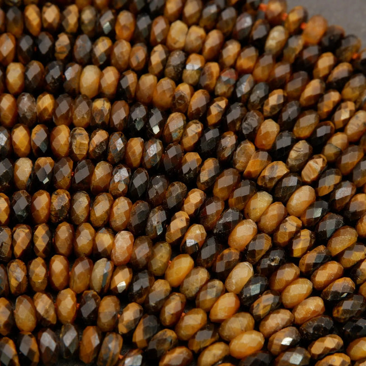 Tiger Eye · Microfaceted · Rondelle · 2x4mm, Tejas Beads, Beads