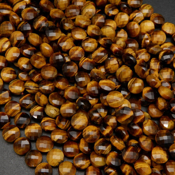 Tiger Eye · Faceted · Coin · 10mm, Tejas Beads, Beads