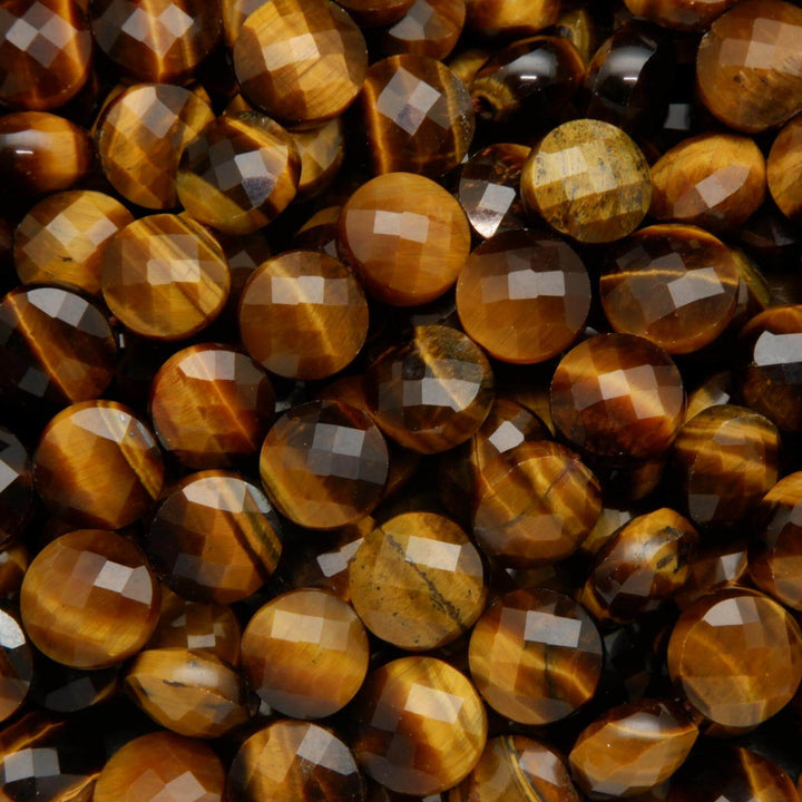 Tiger Eye · Faceted · Coin · 10mm, Tejas Beads, Beads