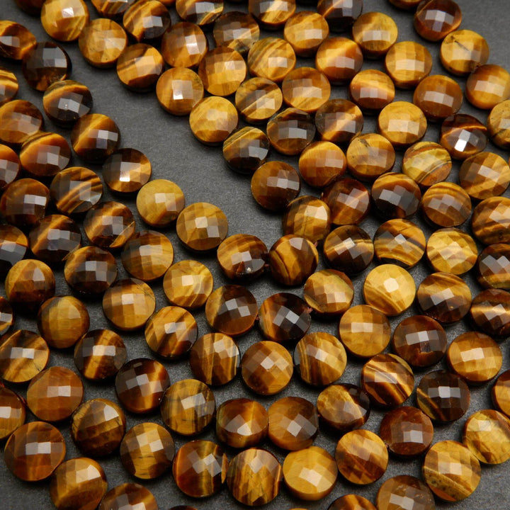 Tiger Eye · Faceted · Coin · 10mm, Tejas Beads, Beads