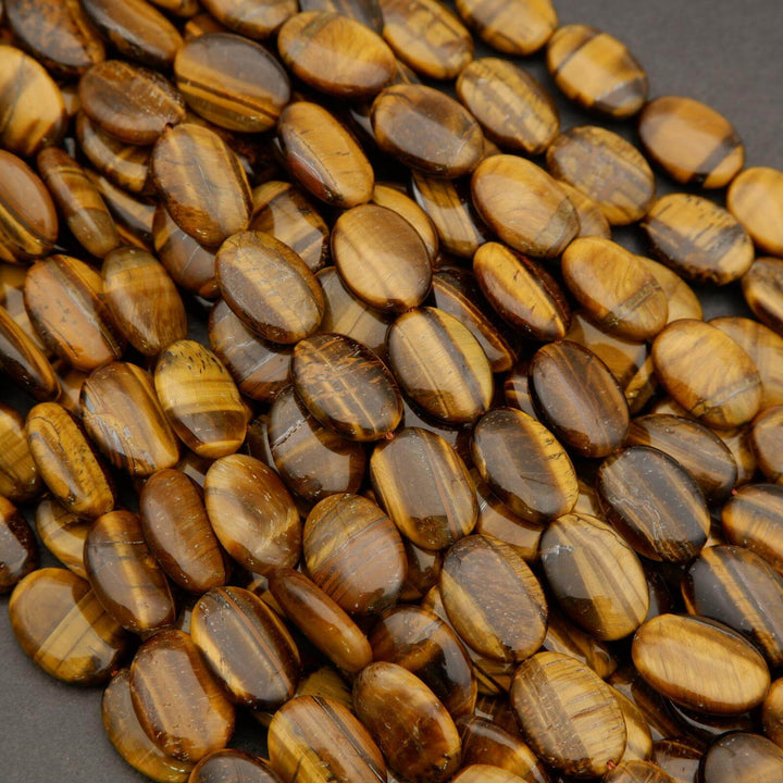 Tiger Eye · Smooth · Oval · 12mm, 13mm, Tejas Beads, Beads