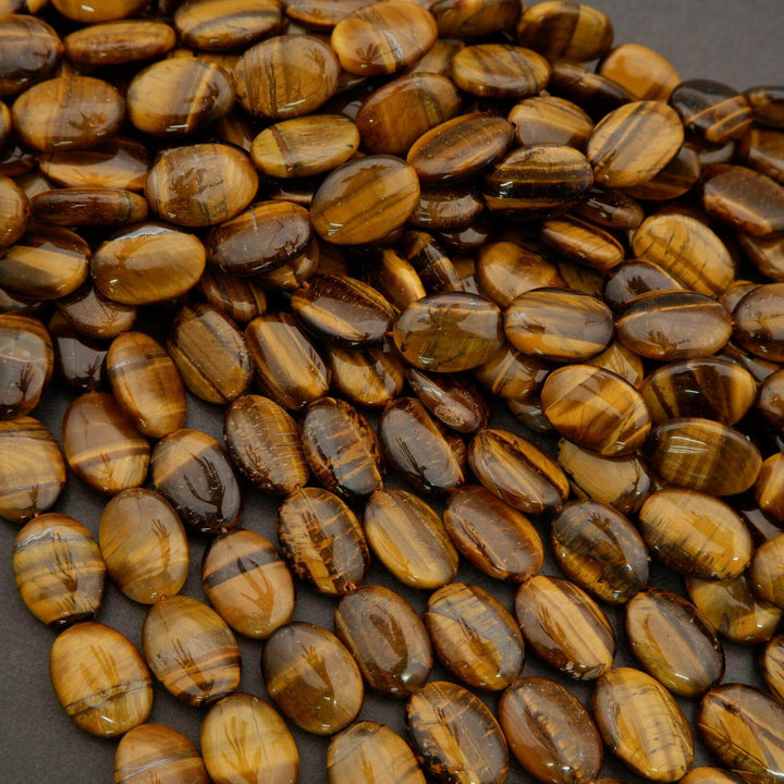 Tiger Eye · Smooth · Oval · 12mm, 13mm, Tejas Beads, Beads
