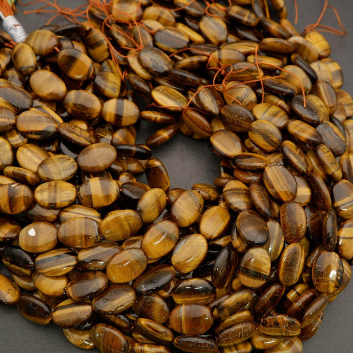 Tiger Eye · Smooth · Oval · 12mm, 13mm, Tejas Beads, Beads