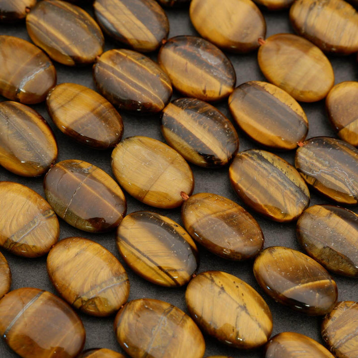 Tiger Eye · Smooth · Oval · 12mm, 13mm, Tejas Beads, Beads