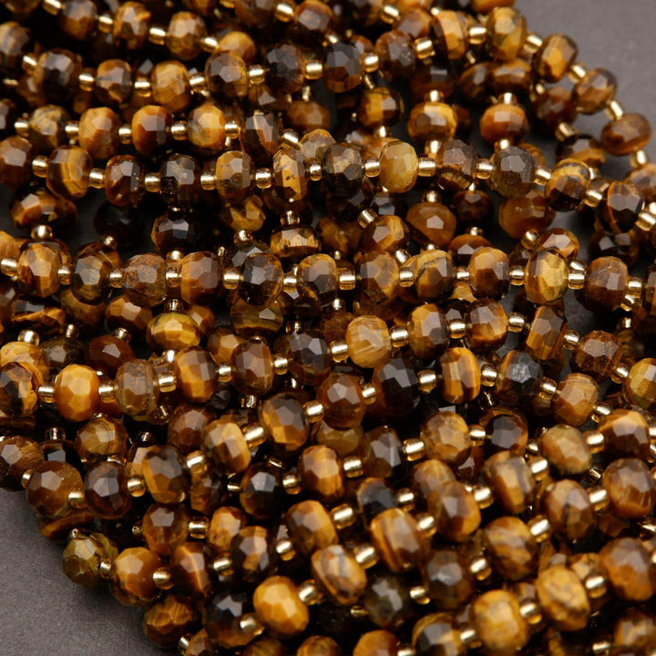 Tiger's Eye · Faceted · Rondelle · 6x8mm, Tejas Beads, Beads