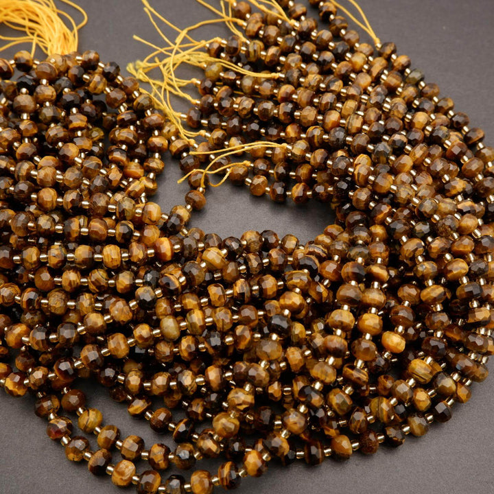 Tiger's Eye · Faceted · Rondelle · 6x8mm, Tejas Beads, Beads