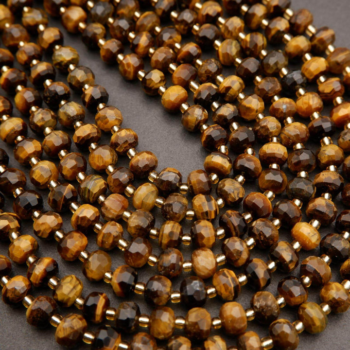 Tiger's Eye · Faceted · Rondelle · 6x8mm, Tejas Beads, Beads