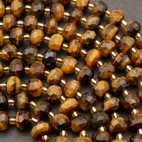 Tiger's Eye · Faceted · Rondelle · 6x8mm, Tejas Beads, Beads