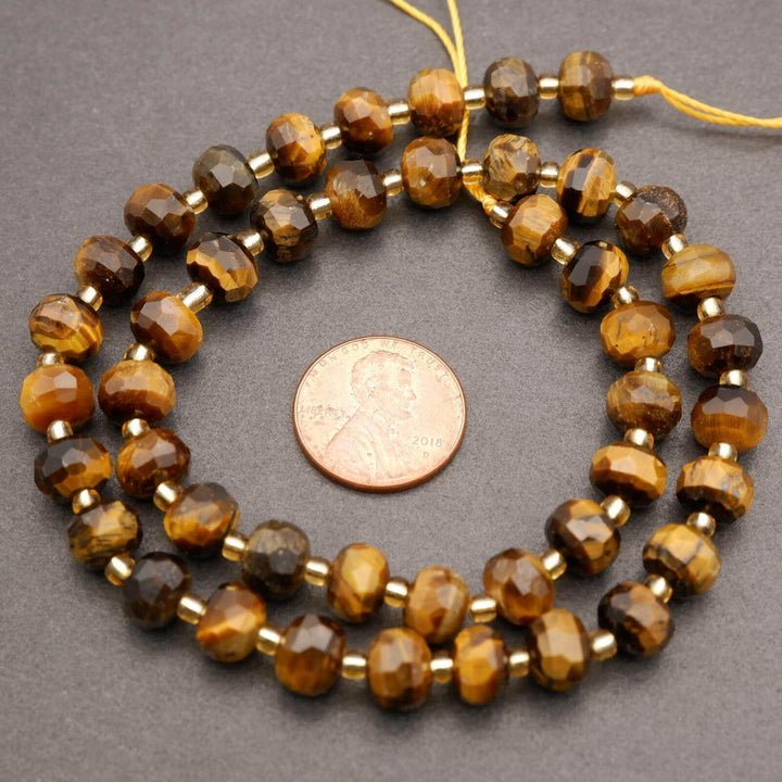 Tiger's Eye · Faceted · Rondelle · 6x8mm, Tejas Beads, Beads