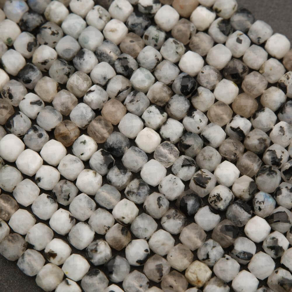 Close-up of small, round, multicolored beads.