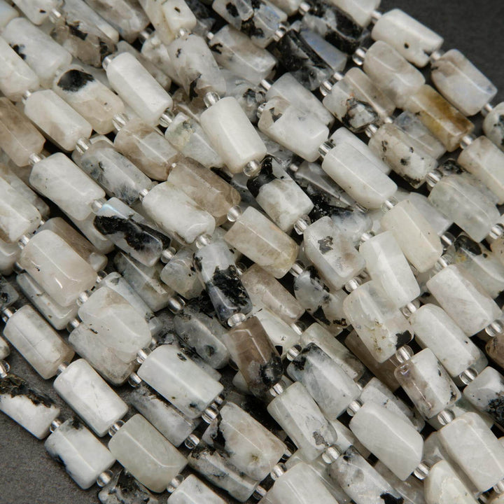 Tourmaline in moonstone beads.