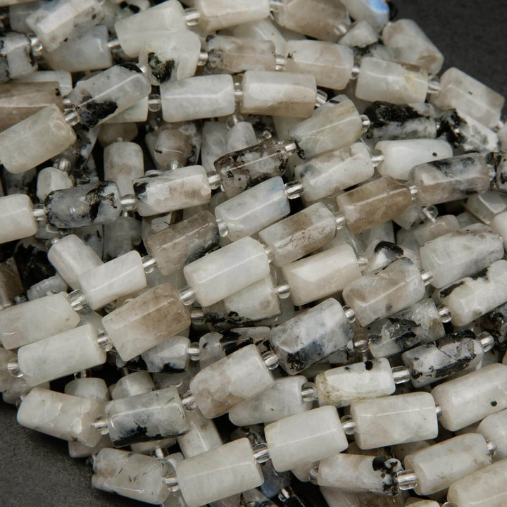 Tourmaline in moonstone beads.