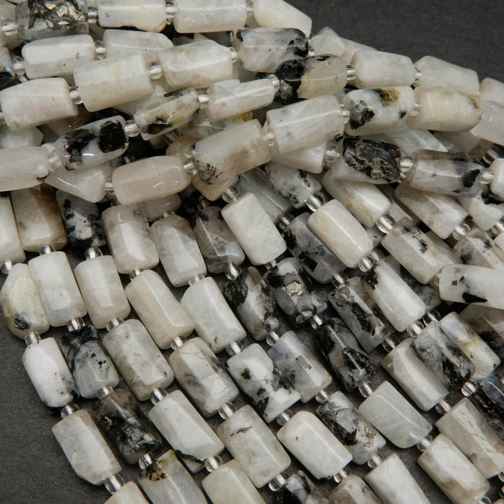 Tourmaline in moonstone beads.
