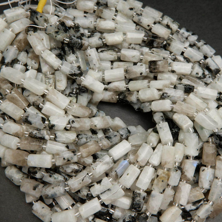 Tourmaline in moonstone beads.