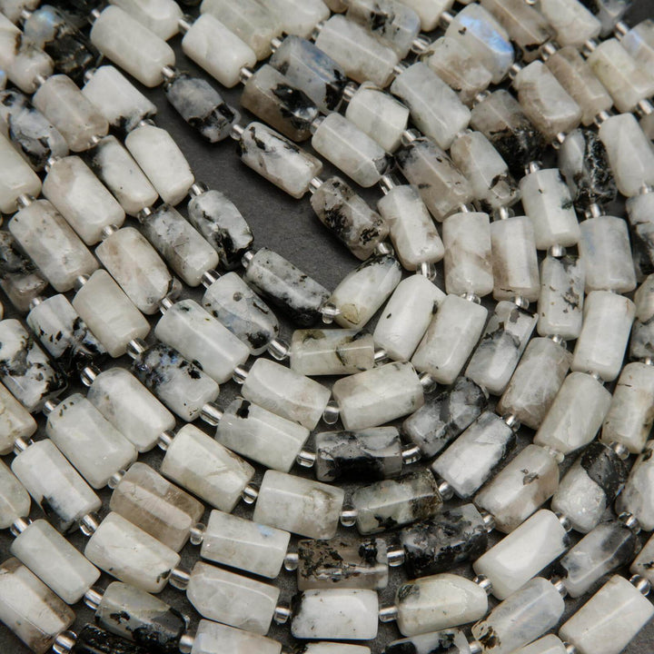Tourmaline in moonstone beads.