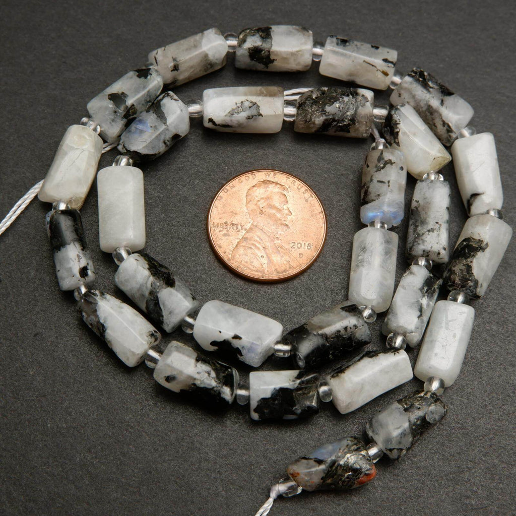 Tourmaline in moonstone beads.