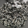 Natural quartz beads with black tourmaline inclusions for jewelry making